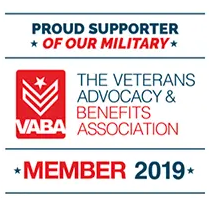 Proud Supporter of Our Military - VABA - The Veterans Advocacy & Benefits Association - Member 2019